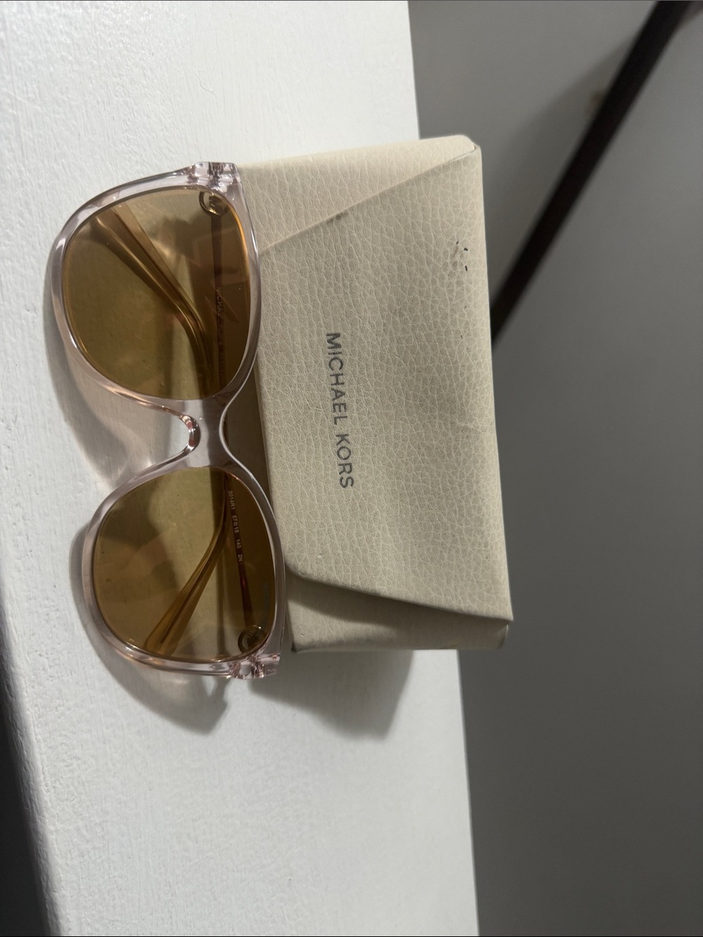 Michael Kors Pink Transparent Frame Sunglasses with Brown Lenses
